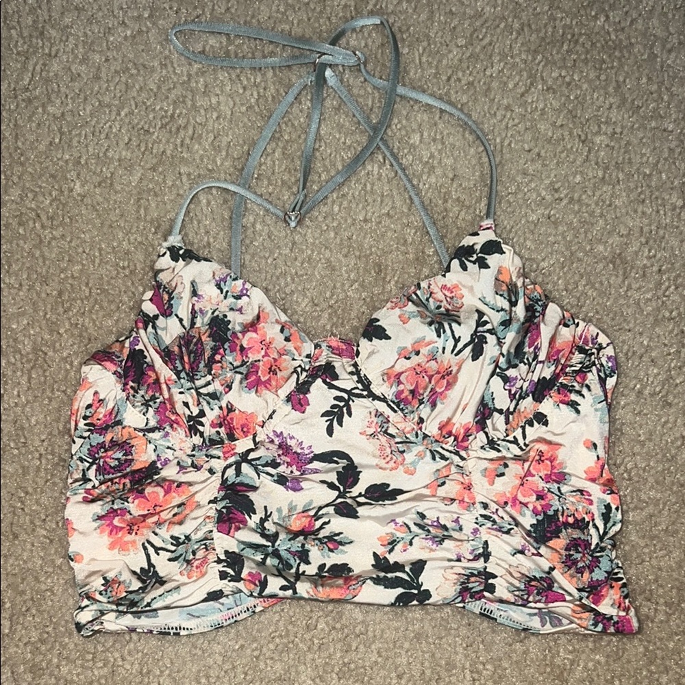 Urban Outfitters Pink and Black Ruched Camisole